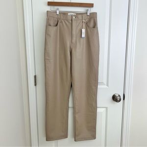 NWT Abercrombie The 90's Straight Ultra High Rise Faux Leather Pants Tan Size 31